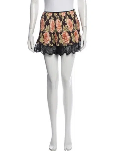 Pre-owned Rabanne Floral Print Mini Shorts In Black
