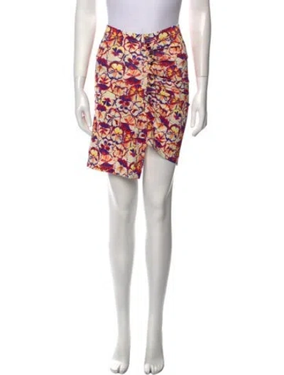 Pre-owned Rabanne Floral Print Mini Skirt In Red