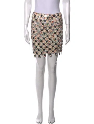 Pre-owned Rabanne Floral Print Mini Skirt In Silver