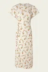 Rabanne Womens Beige Floral-print Gathered Stretch-jersey Midi Dress