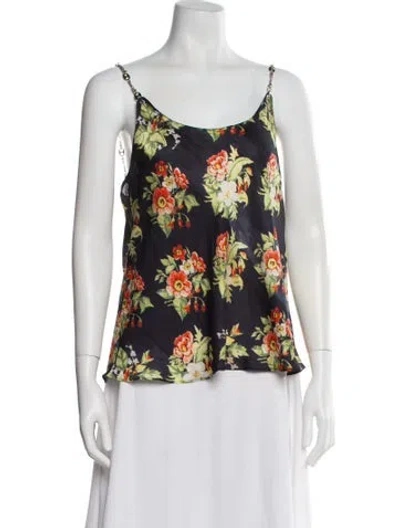 Pre-owned Rabanne Floral Print Scoop Neck Top In Blue