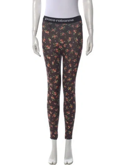 Pre-owned Rabanne Floral Print Skinny Leg Pants In Multi