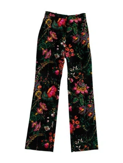 Pre-owned Rabanne Floral Print Straight Leg Pants In Black