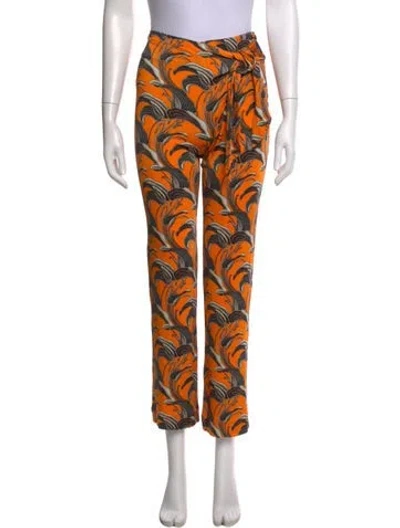 Pre-owned Rabanne Floral Print Straight Leg Pants W/ Tags In Orange