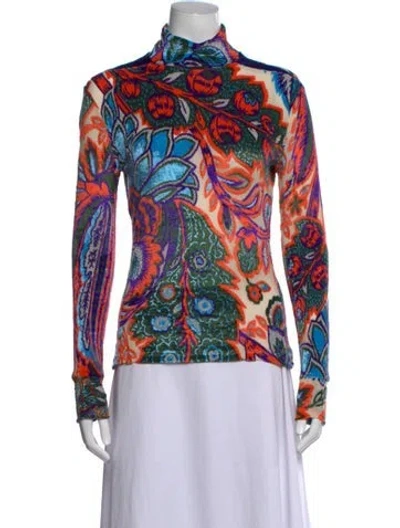 Pre-owned Rabanne Floral Print Turtleneck Sweater In Multicolor