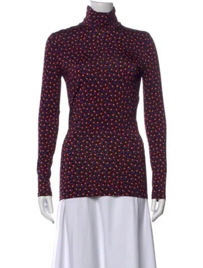 Pre-owned Rabanne Floral Print Turtleneck Top In Red