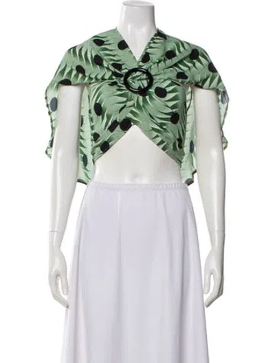 Pre-owned Rabanne Floral Print V-neck Crop Top In Blue