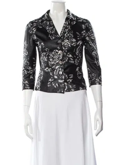 Pre-owned Rabanne Floral Print V-neck Top In Black