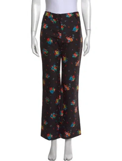 Pre-owned Rabanne Floral Print Wide Leg Pants In Black