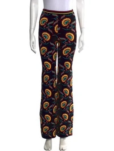Pre-owned Rabanne Floral Print Wide Leg Pants In Black