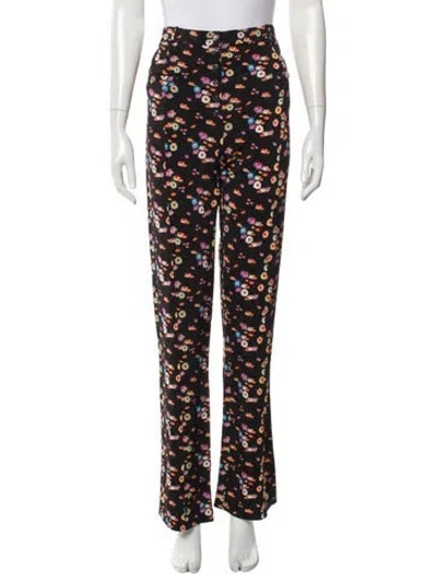 Pre-owned Rabanne Floral Print Wide Leg Pants W/ Tags In Black