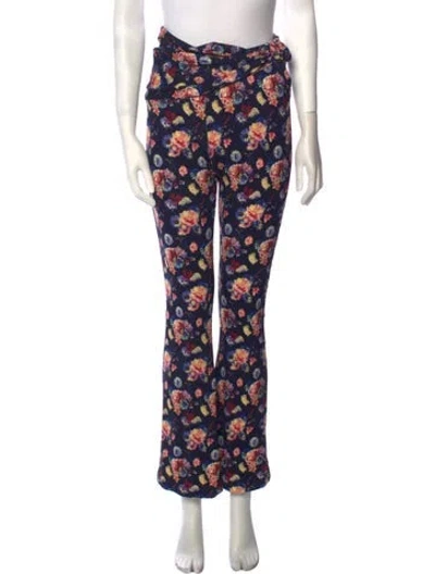 Pre-owned Rabanne Floral Print Wide Leg Pants W/ Tags In Blue