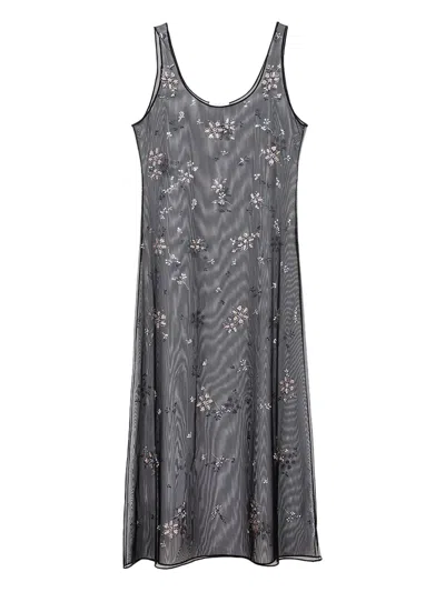 Rabanne Floral-sequin Dress In Black
