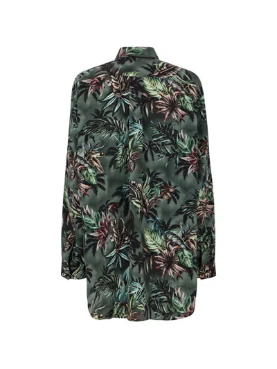 Rabanne Floral Silk With Beaded Embellishments Shirt In Green