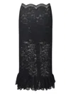 Rabanne Floral Lace Ruffle-hem Midi Skirt In Black