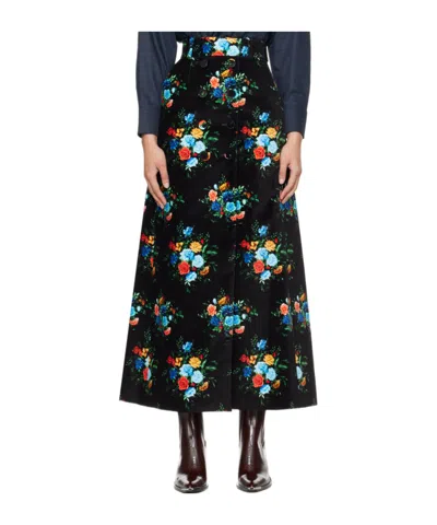 Rabanne Floral Skirt In Black