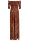 Rabanne Off-the-shoulder Brown Midi Dress With Twisted Knot Detail In Brown