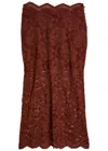 Rabanne Floral Stretch-guipure Lace Midi Skirt In Brown