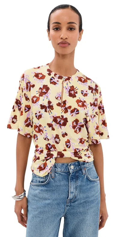 Rabanne Floral-pattern Ring-detail Top In Neutral