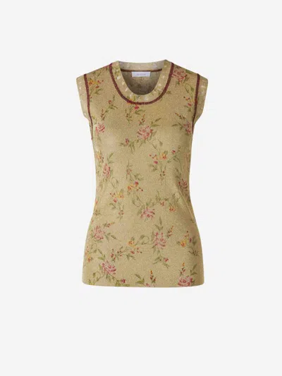 Rabanne Floral Viscose Top In Multicolor