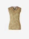 Rabanne Floral-print Tank Top In Multicolor