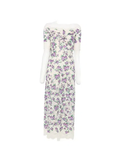 Rabanne Floral-embroidered Lace-texture Midi Dress In Multi