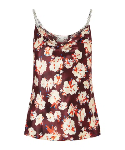 Rabanne Chainmail-embellished Floral-print Silk Tank In Multi