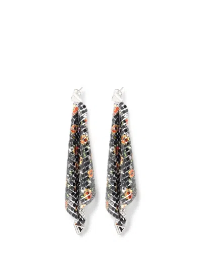 Rabanne Metal Chain-mesh Floral Earrings In Multi