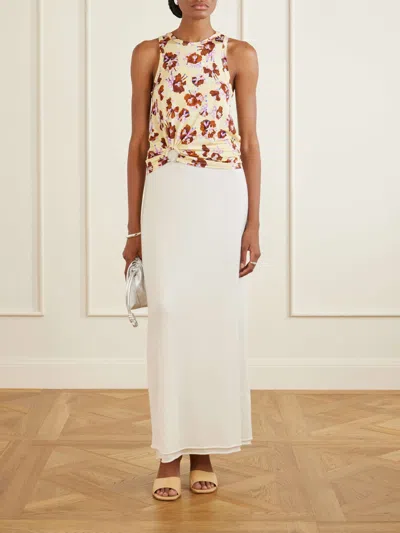 Rabanne Gathered Floral-print Jersey Top In Black
