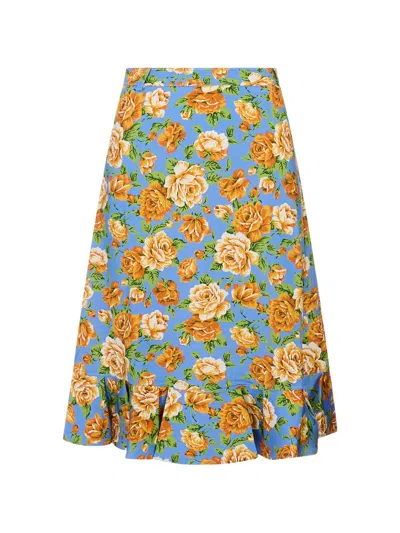 Rabanne Floral-print Ruffled Skirt In Multi