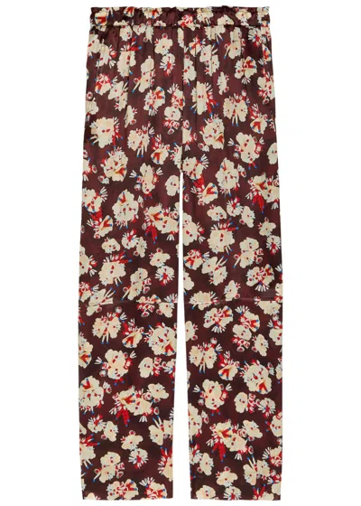 Rabanne Floral-print Wide-leg Silk Trousers In Multi