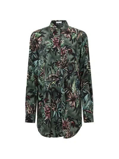 Rabanne Floral-printed Silk Shirt In Green