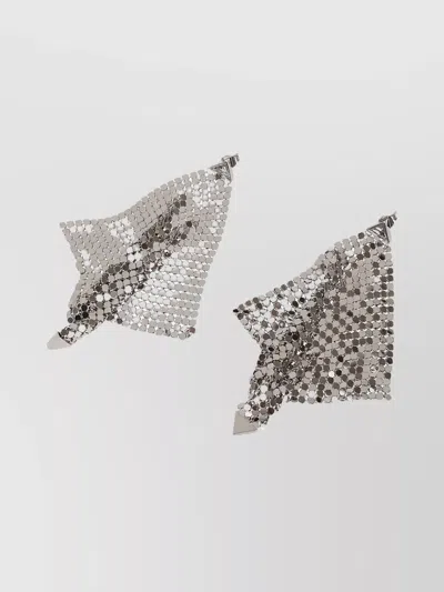 Rabanne Flowing Metallic Pixel Earrings In White