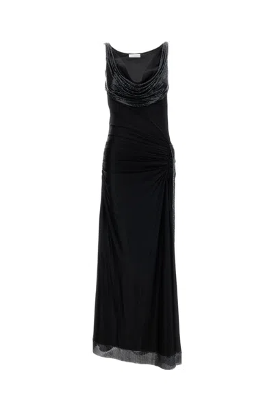 Rabanne Fluid Jersey Maxi Dress With Cowl Neckline And Sequin Detail In Black