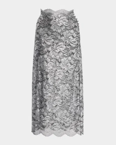 RABANNE FOILED LACE MIDI SKIRT