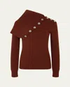 Rabanne Asymmetric Merino Wool Sweater In Brown