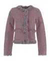 Rabanne Frayed-detail Jacket In Gray