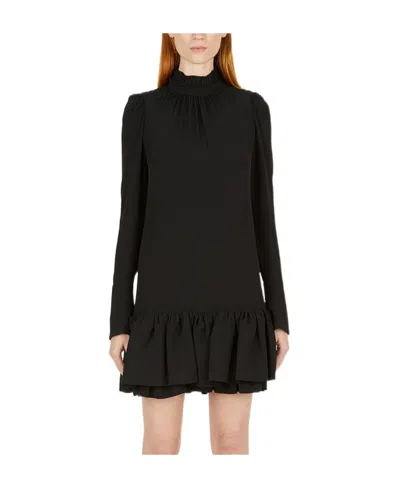 Rabanne Frilled-hem Short Dress In Black