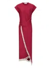 Rabanne Womens Ruby Red Draped Fringed Stretch-jersey Maxi Dress