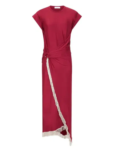 RABANNE FRINGE-DETAILED GATHERED DRESS
