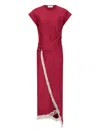 Rabanne Womens Ruby Red Draped Fringed Stretch-jersey Maxi Dress
