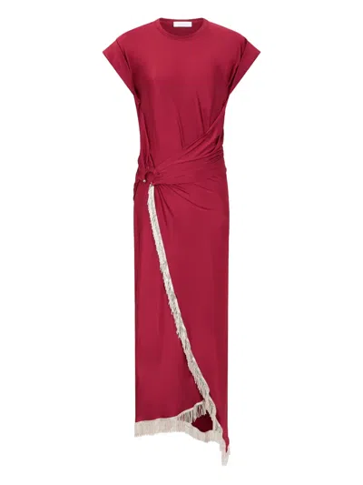 RABANNE FRINGE-DETAILED GATHERED DRESS