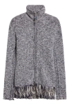 Rabanne Fringe Hem Bouclè Jacket In Gray