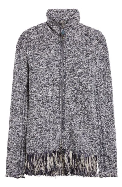 Rabanne Fringe Hem Bouclè Jacket In Gray