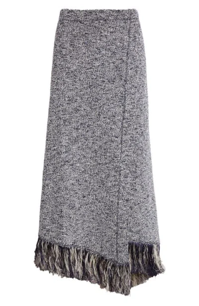 Rabanne Fringe Trim Bouclé Knit Skirt In Gray