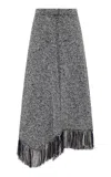 Rabanne Fringed Bouclé Midi Skirt In Gray