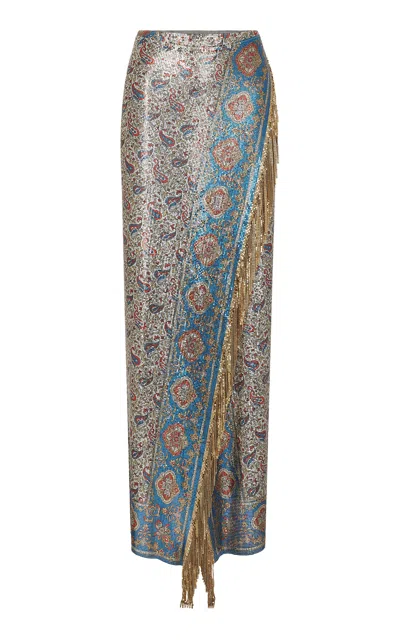 Rabanne Fringed Chainmail Midi Skirt In Multi