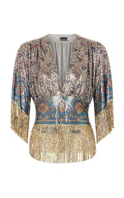 Rabanne Fringed Chainmail Top In Multi