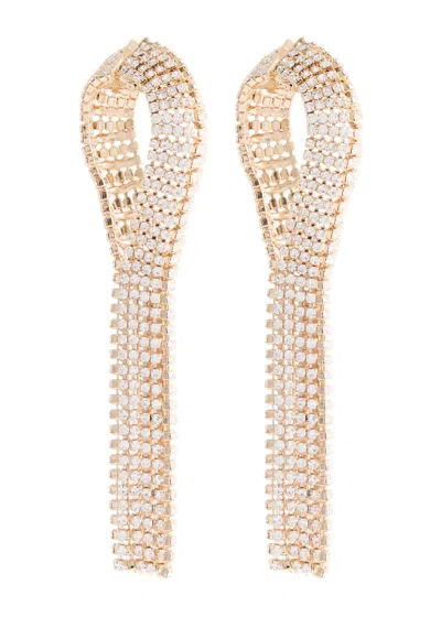 Rabanne Fringed Crystal-embellished Drop Earrings In Gold