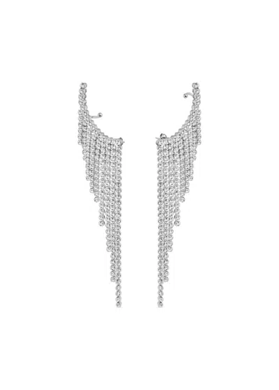Rabanne Fringed Crystal-embellished Drop Earrings In Silver